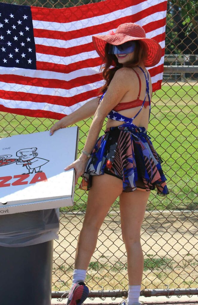 Phoebe Price in a Patriotic Colors Outfit