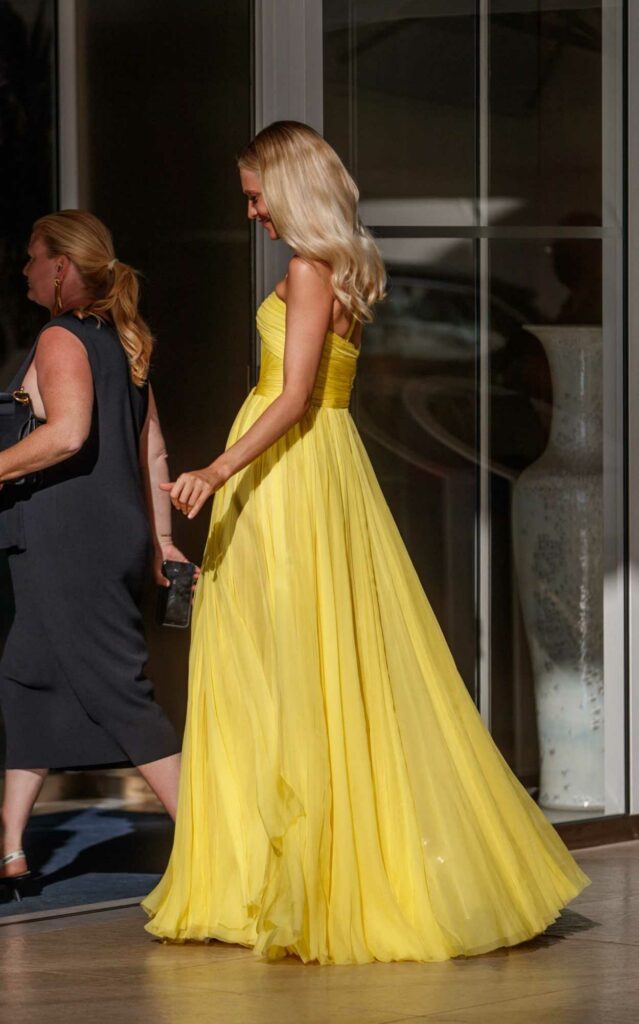 Poppy Delevingne in a Yellow Dress
