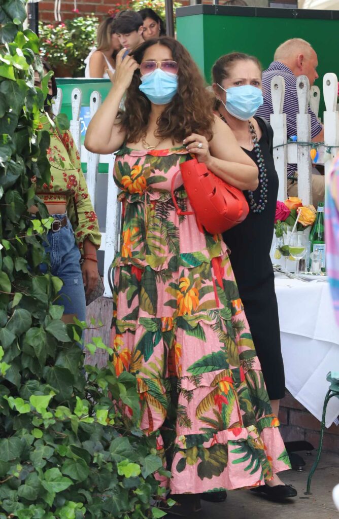 Salma Hayek in a Floral Maxi Dress