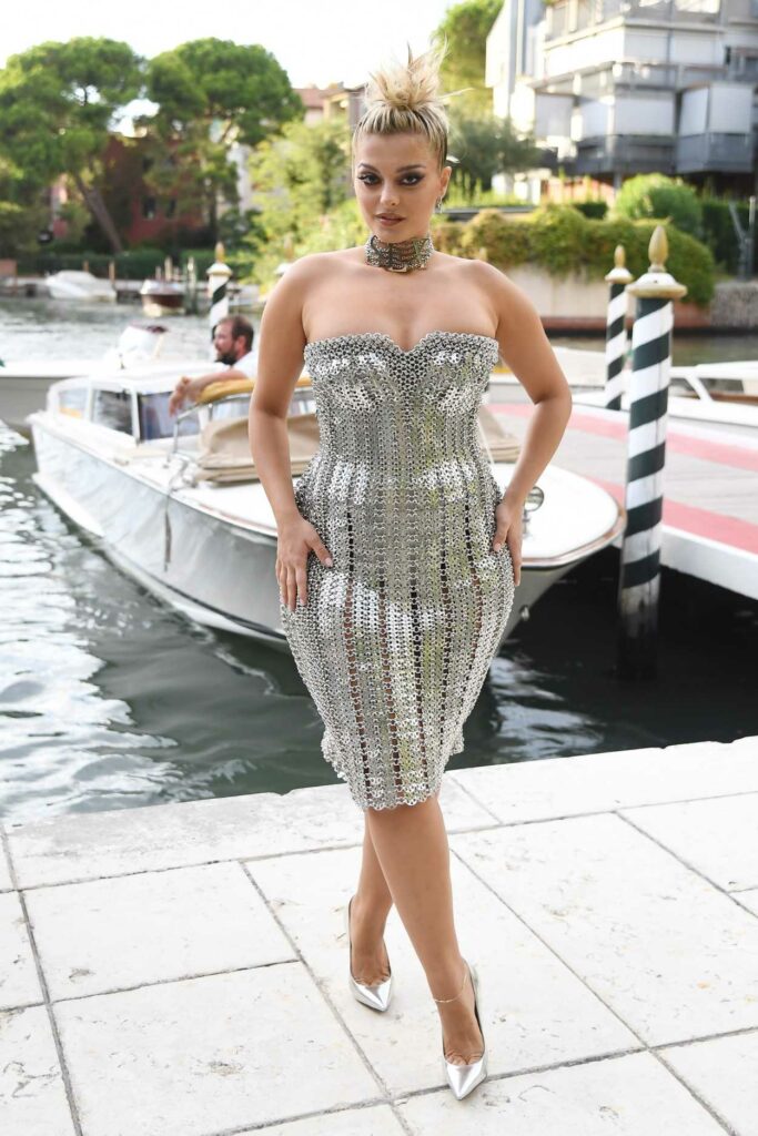 Bebe Rexha in a Silver Dress