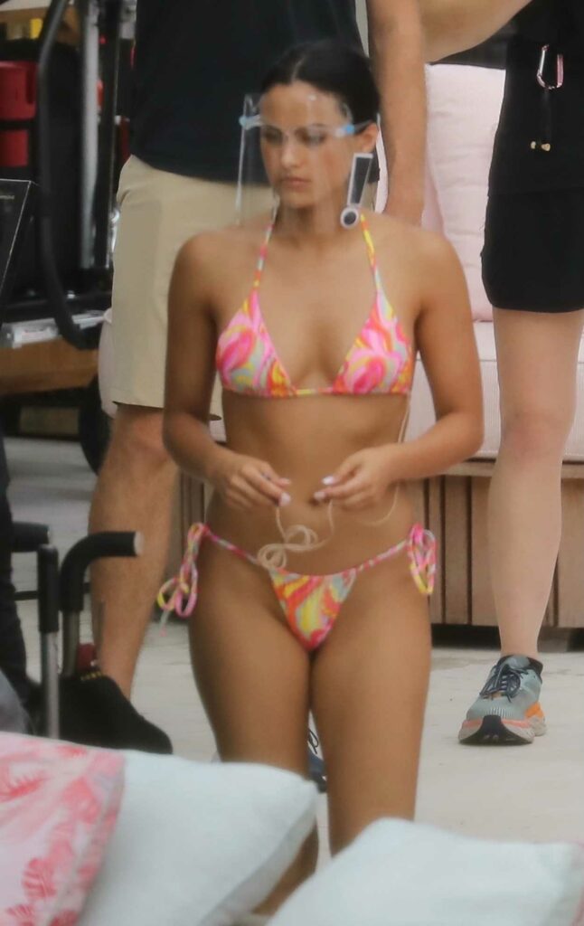 Camila Mendes in a Colorful Tiny Bikini