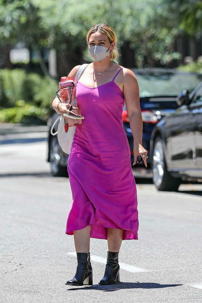 Hilary Duff in a Purple Sundress