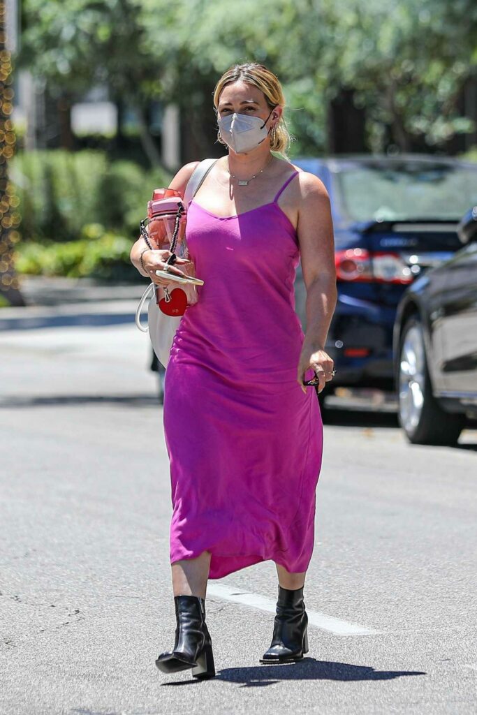 Hilary Duff in a Purple Sundress