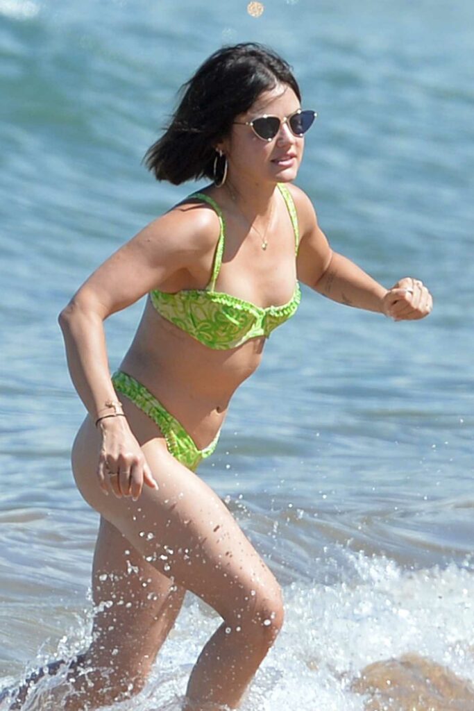Lucy Hale in a Light Green Bikini