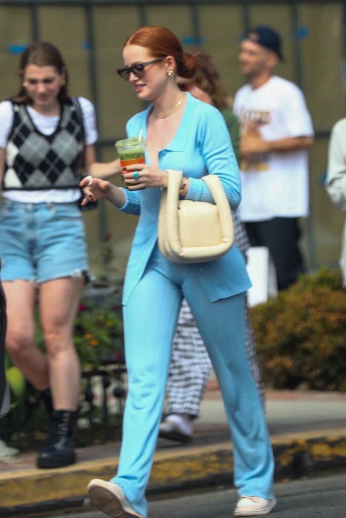 Madelaine Petsch in a Baby Blue Suit