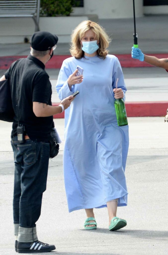 Sarah Paulson in a Baby Blue Dress