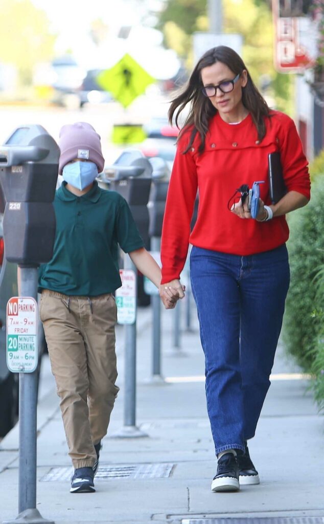 Jennifer Garner in a Red Sweatshirt