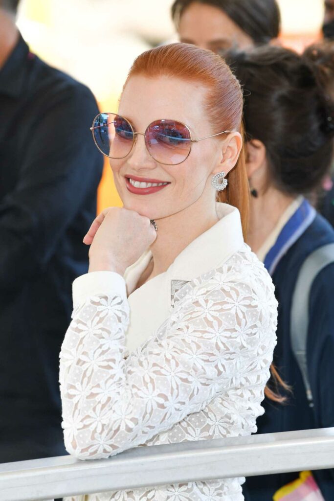 Jessica Chastain in a White Suit