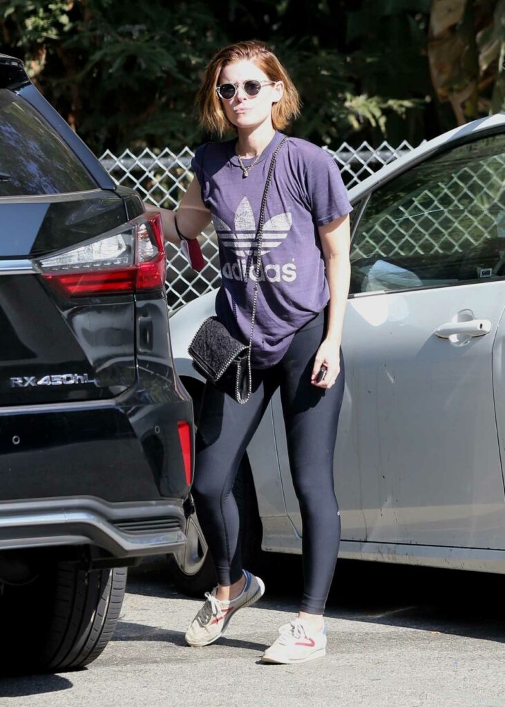 Kate Mara in a Purple Adidas Tee