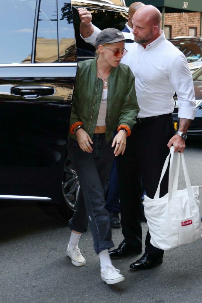 Kristen Stewart in an Olive Jacket