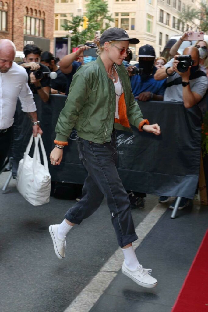 Kristen Stewart in an Olive Jacket