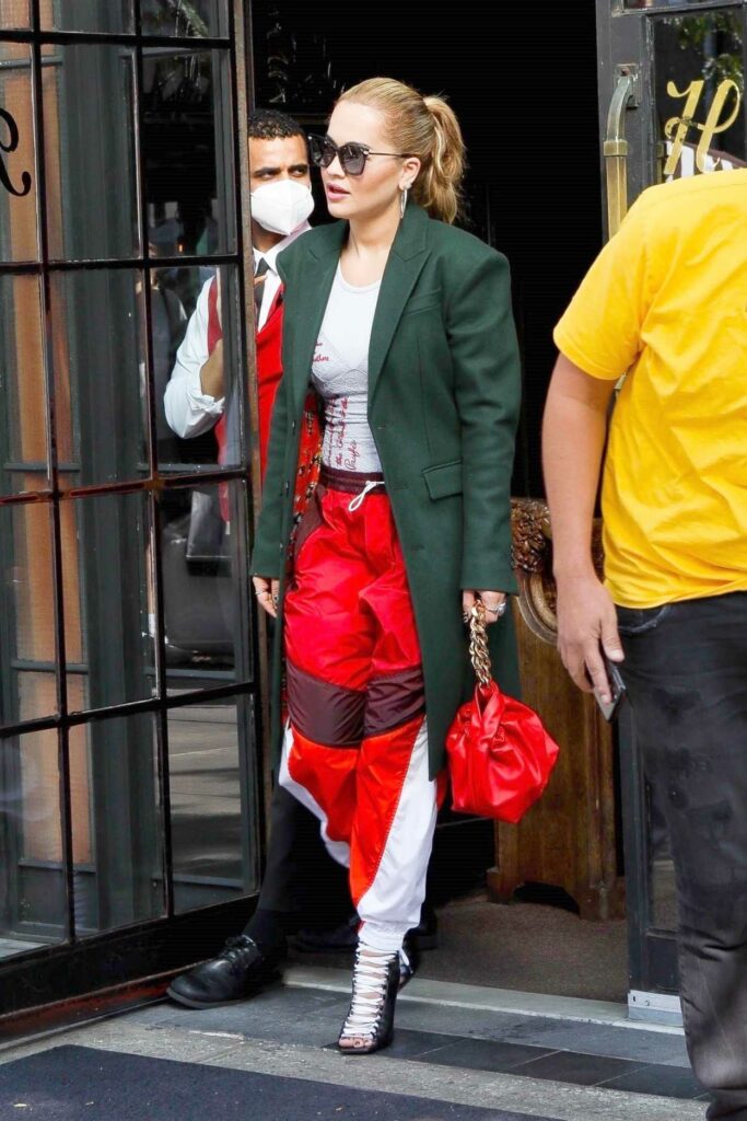 Rita Ora in a Green Coat