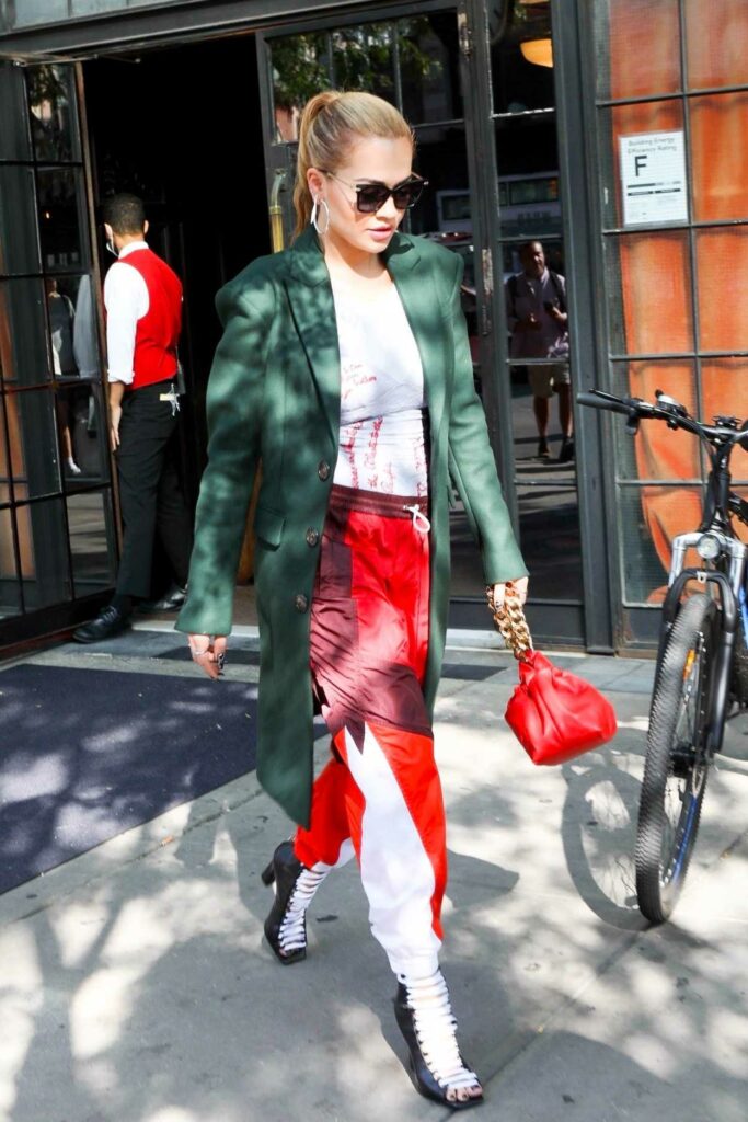 Rita Ora in a Green Coat