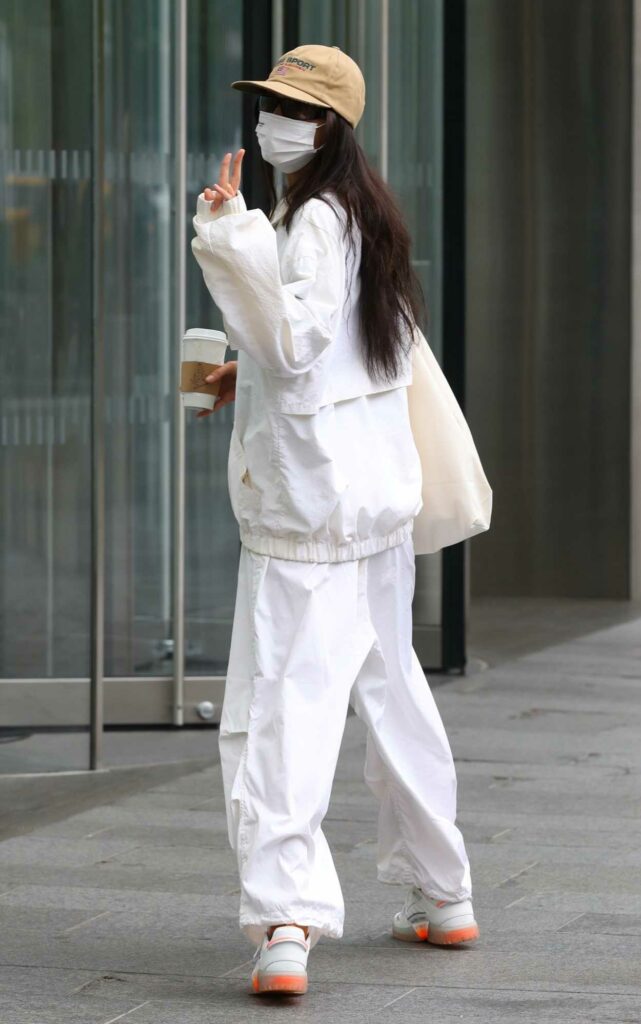 Bella Hadid in a White Tracksuit