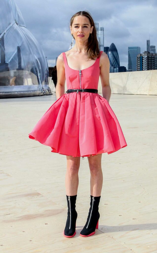 Emilia Clarke in a Pink Dress