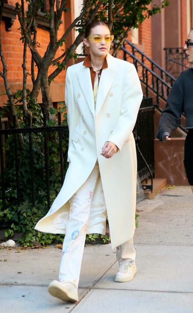 Gigi Hadid in a White Coat