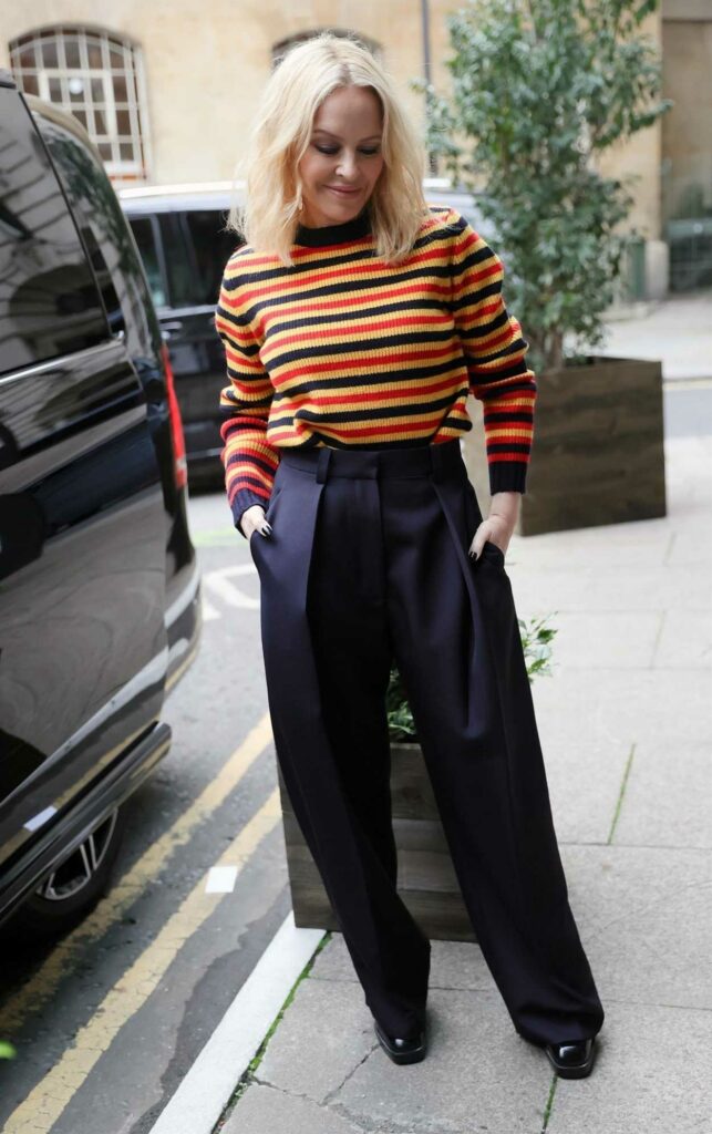 Kylie Minogue in a Striped Sweater