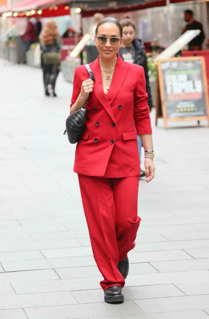 Myleene Klass in a Red Pantsuit
