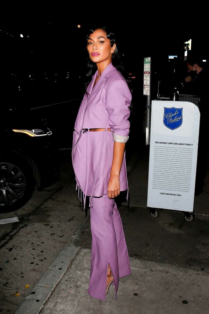 Nicole Scherzinger in a Purple Pantsuit