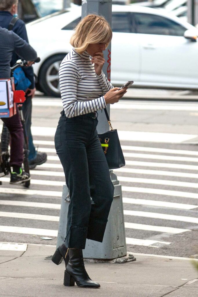 Sienna Miller in a Striped Turtleneck
