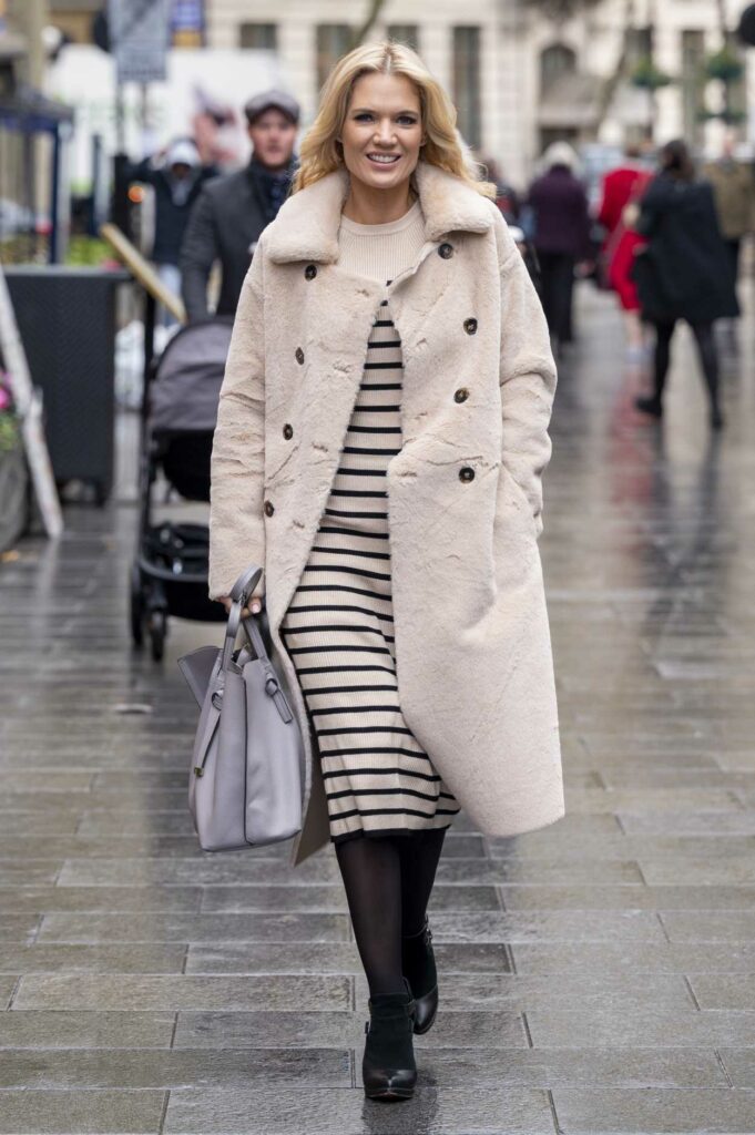 Charlotte Hawkins in a White Fur Coat