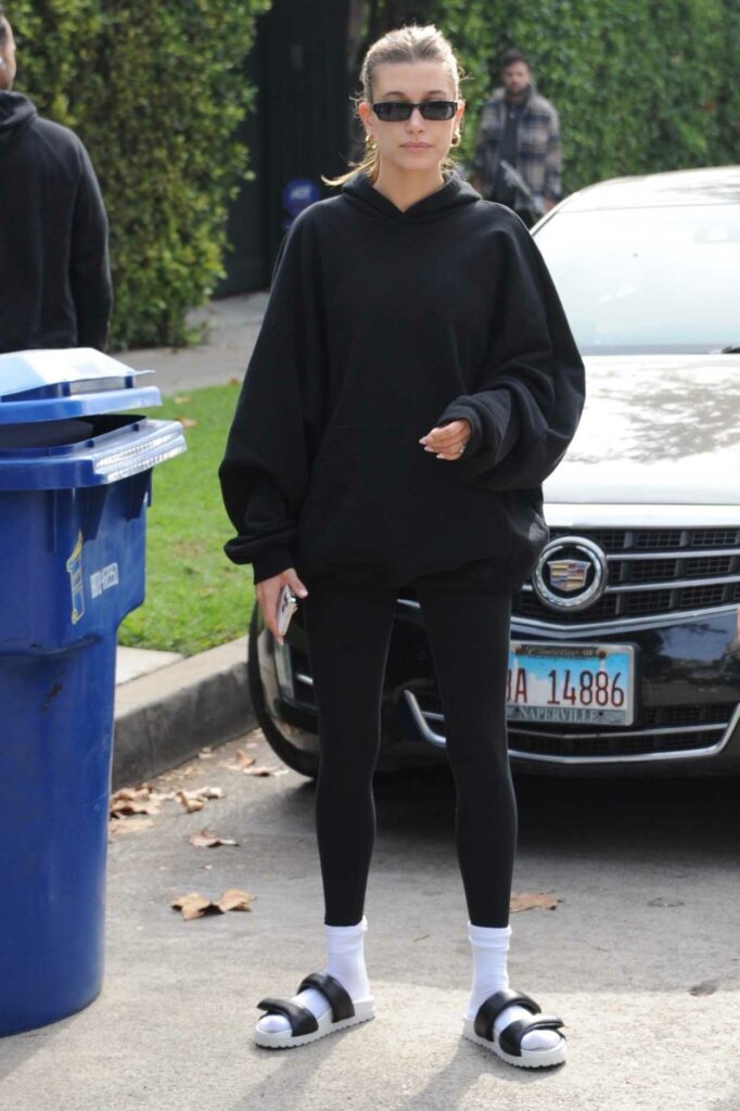 Hailey Bieber in a Black Hoodie