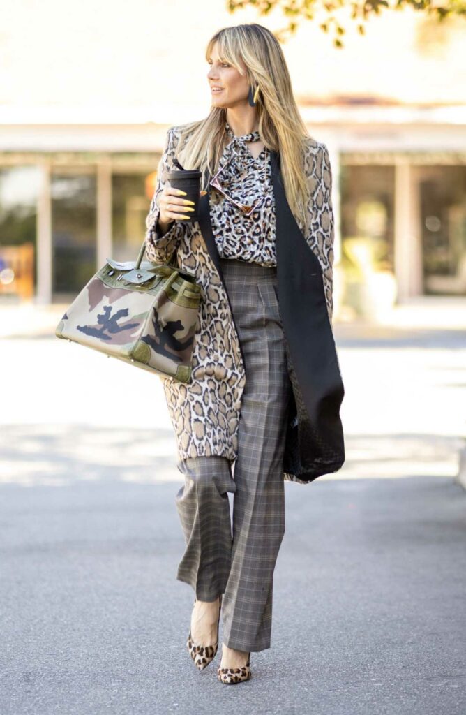 Heidi Klum in an Animal Print Coat