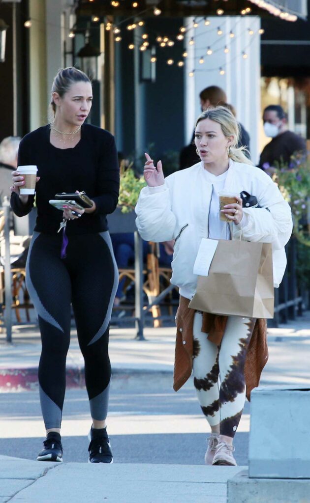 Hilary Duff in a White Bomber Jacket