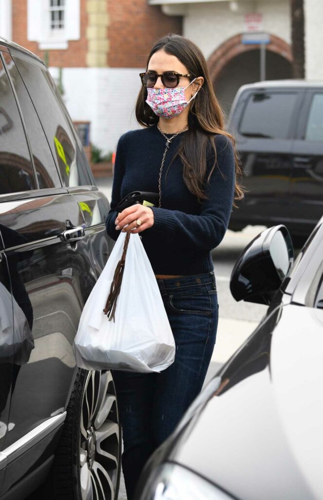 Jordana Brewster in a Colorful Protective Mask
