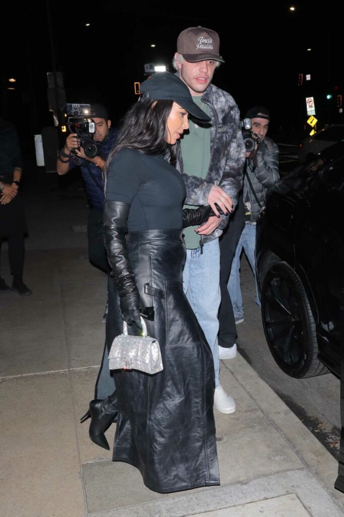 Kim Kardashian in a Black Leather Skirt