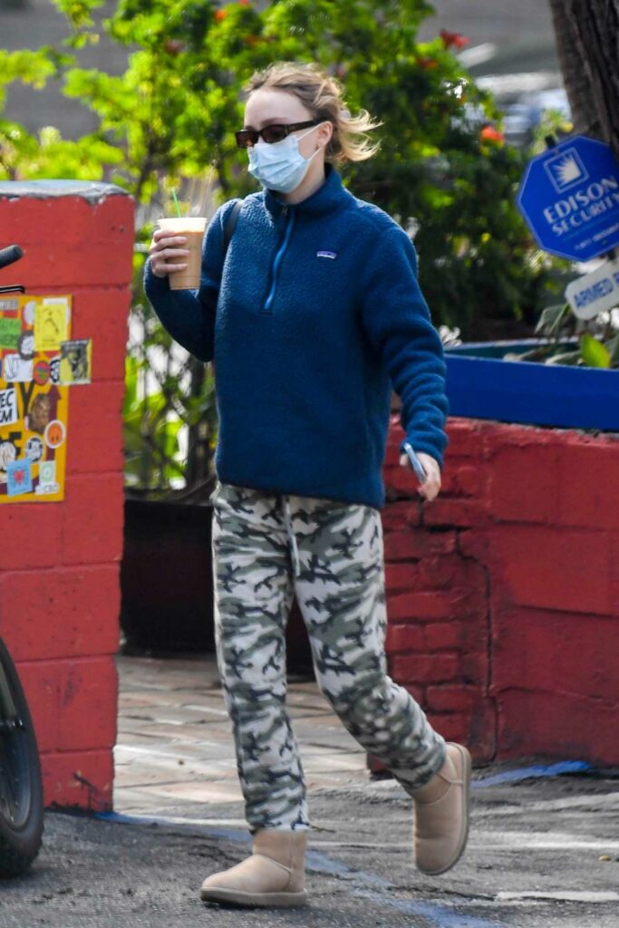 Lily-Rose Depp in a Camo Sweatpants