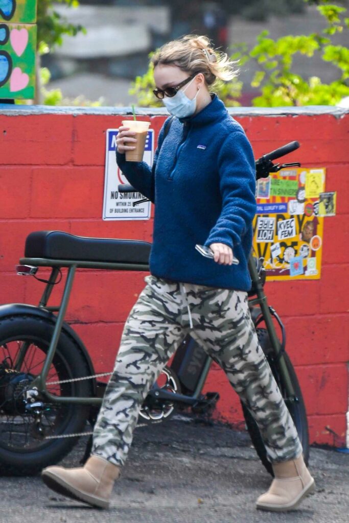 Lily-Rose Depp in a Camo Sweatpants