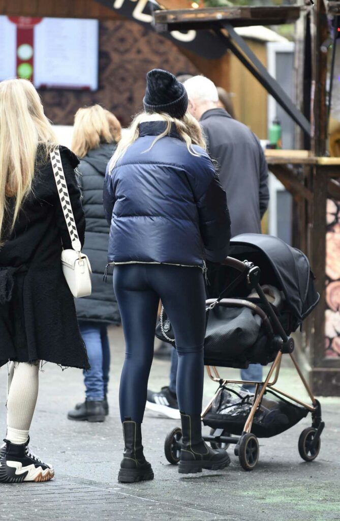 Perrie Edwards in a Blue Puffer Jacket
