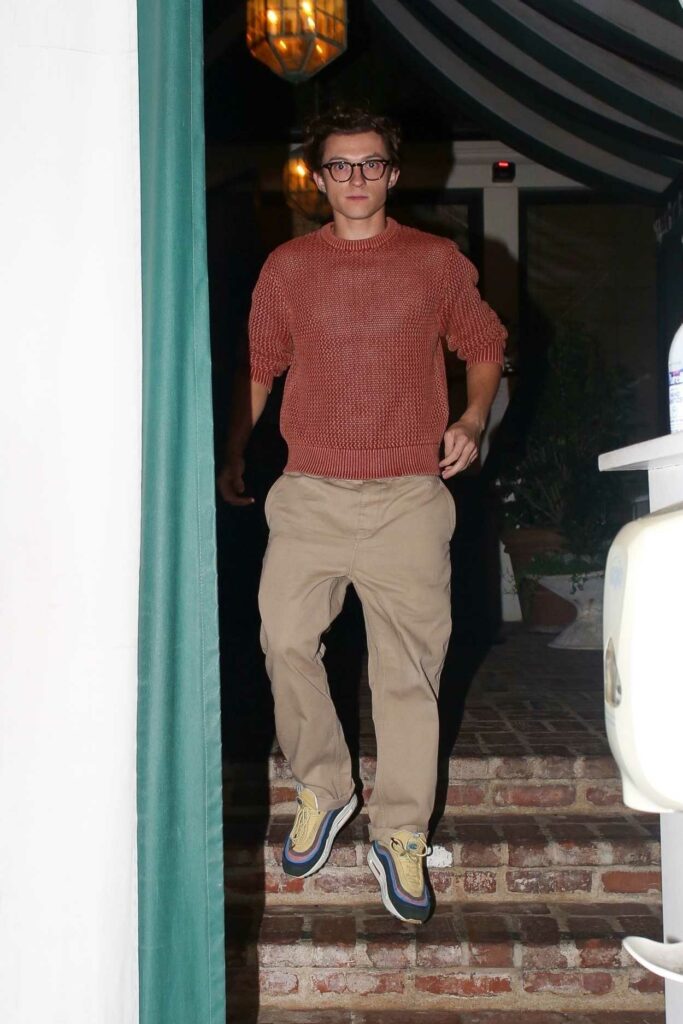 Tom Holland in a Beige Pants