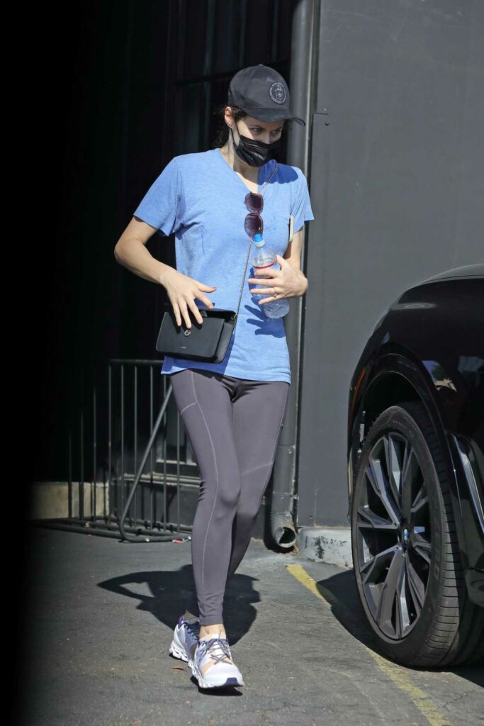 Alexandra Daddario in a Blue Tee