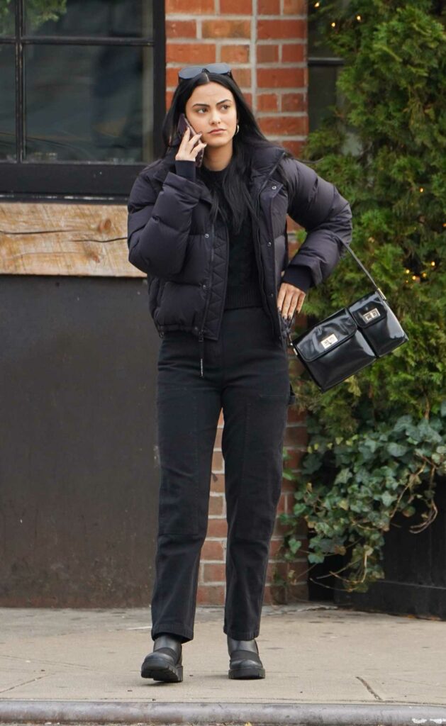 Camila Mendes in a Black Puffer Jacket