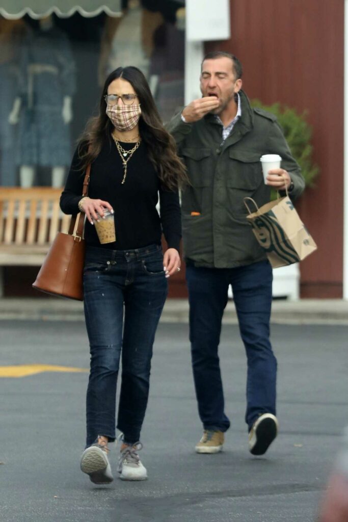 Jordana Brewster in a Plaid Protective Mask