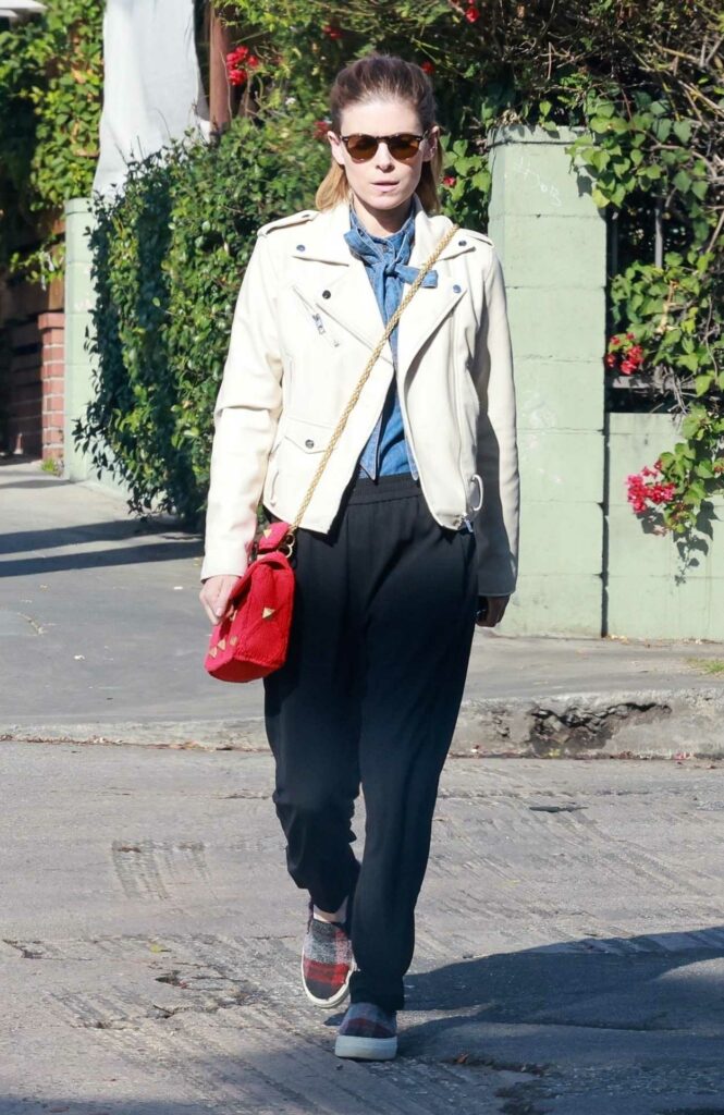 Kate Mara in a Beige Jacket