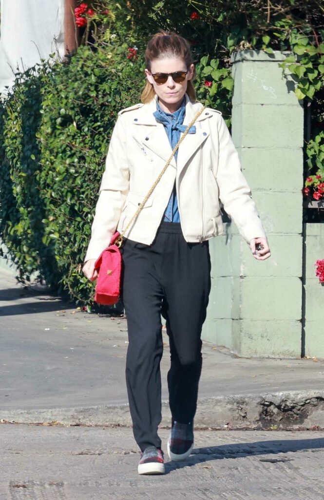Kate Mara in a Beige Jacket
