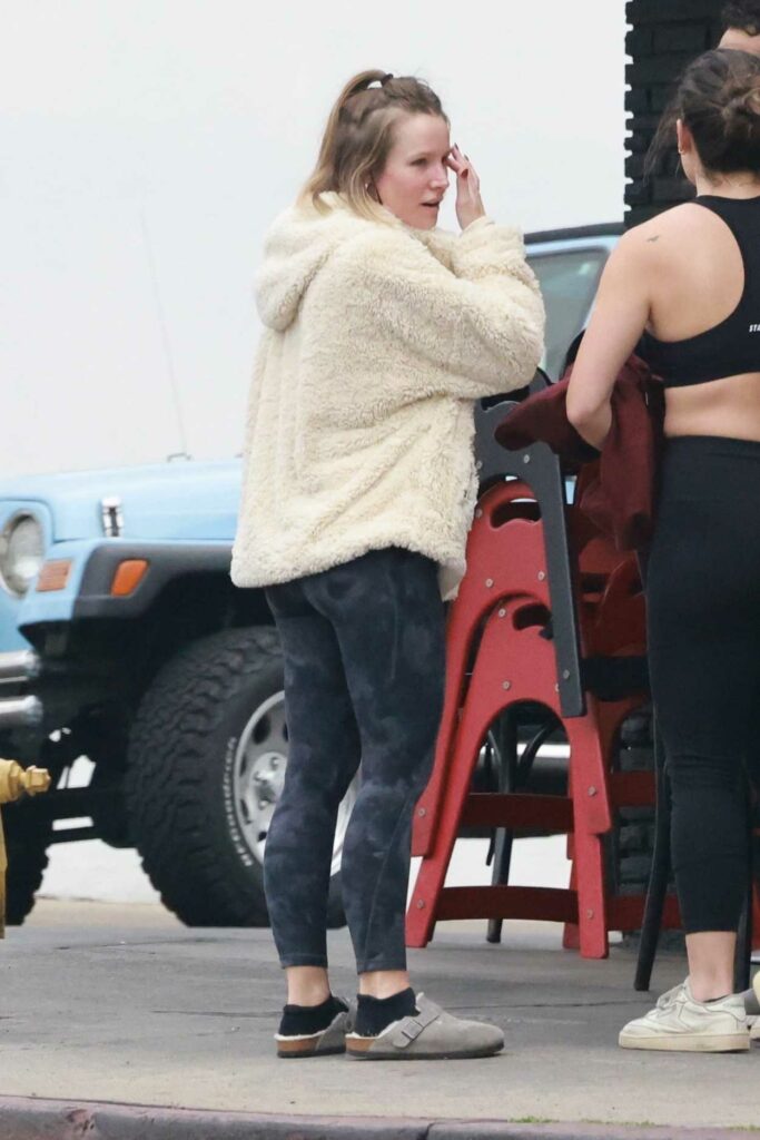 Kristen Bell in a Black Camo Leggings