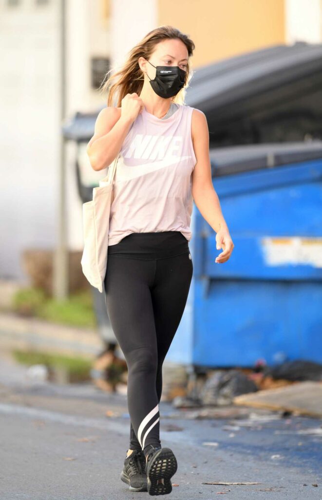 Olivia Wilde in a Black Protective Mask