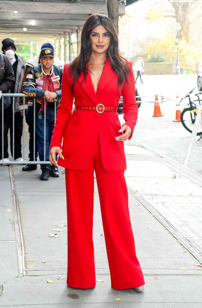 Priyanka Chopra in a Red Pantsuit
