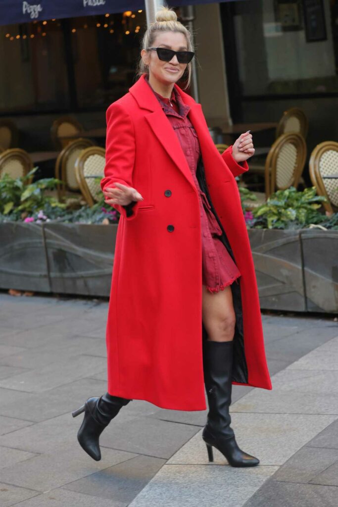 Ashley Roberts in a Red Coat