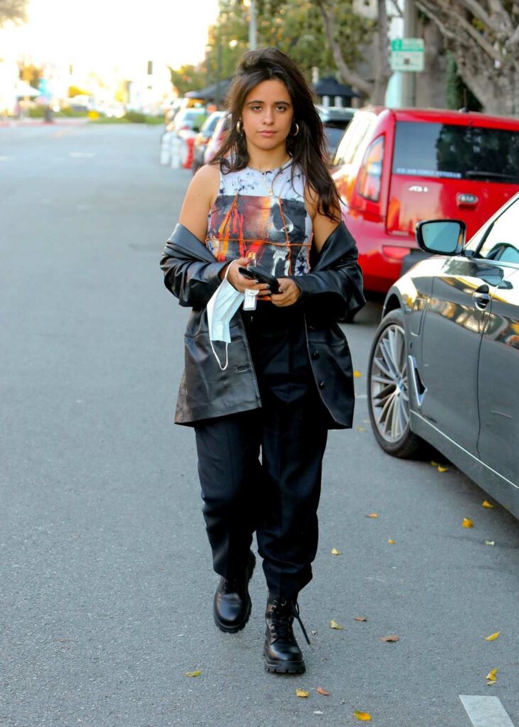 Camila Cabello in a Black Leather Jacket