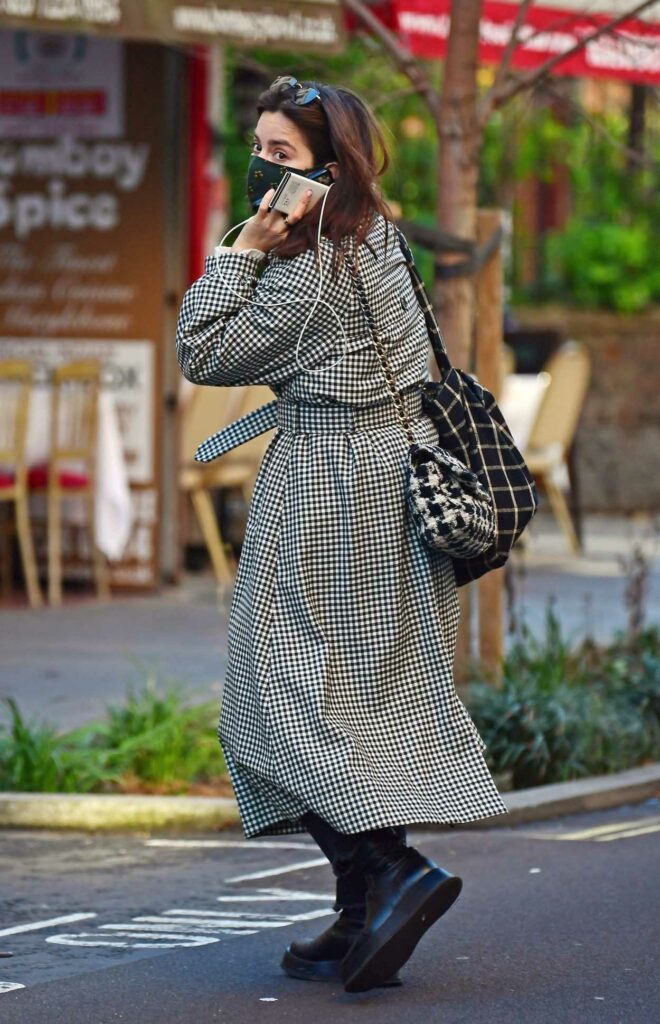Jenna Coleman in a Checked Trench Coat