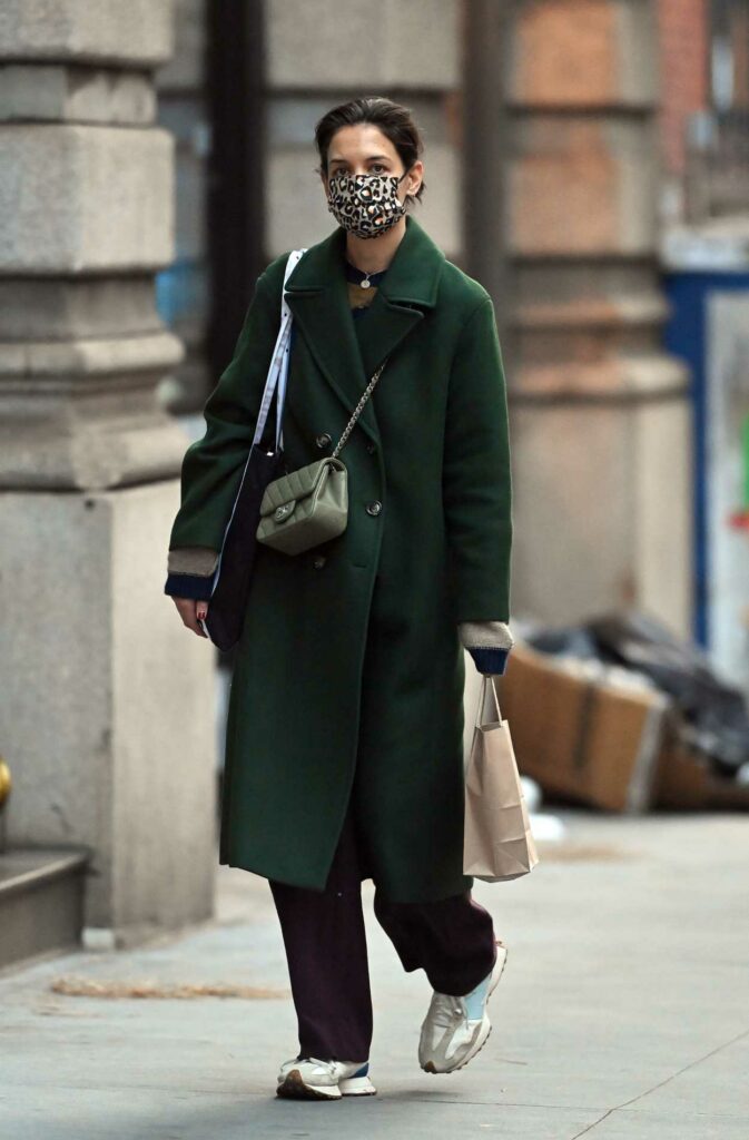 Katie Holmes in a Green Coat