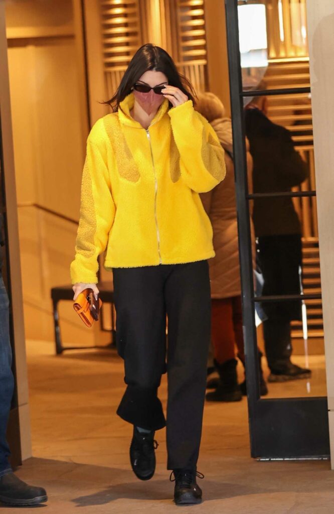 Kendall Jenner in a Yellow Sweatshirt