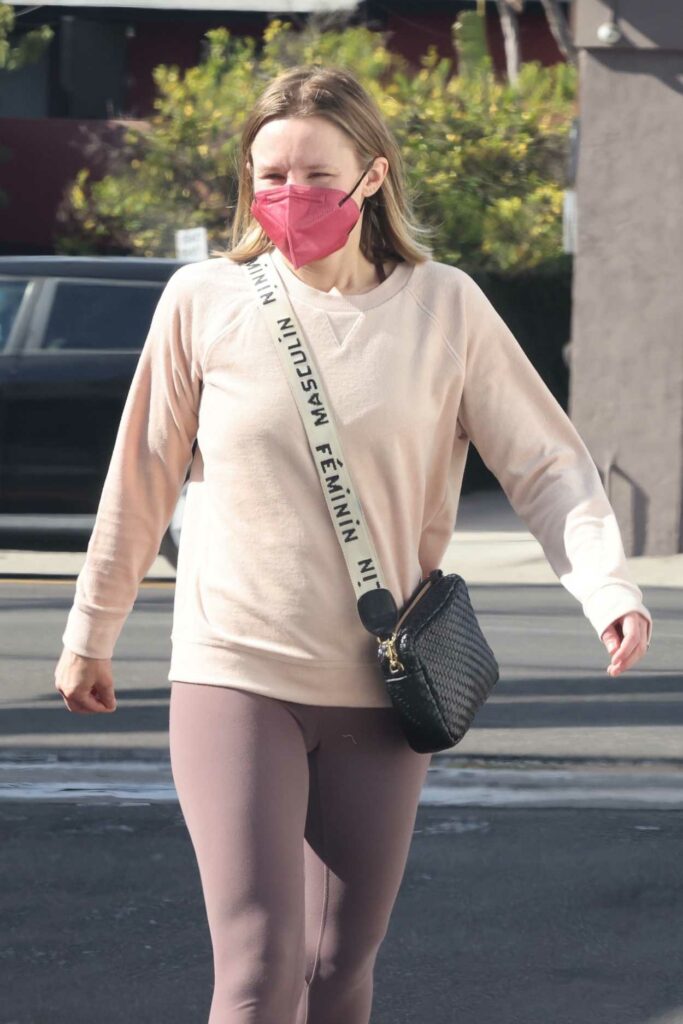 Kristen Bell in a Red Protective Mask