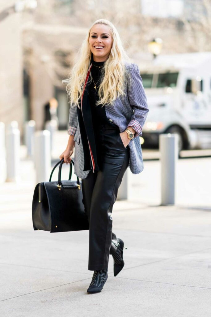 Lindsey Vonn in a Black Leather Pants