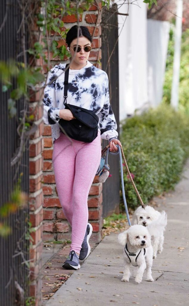 Lucy Hale in a Pink Leggings